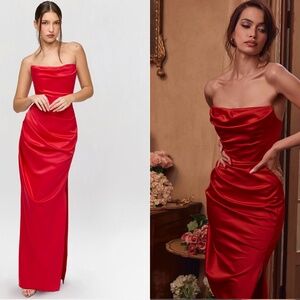 HOUSE OF CB ADRIENNE IN RED CORSET MAXI DRESS SIZE XS PLUS CUP